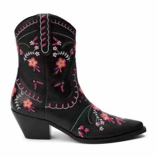 Matisse - Women's Amber Embroidered Western Boot - ankle - boots - black - booties