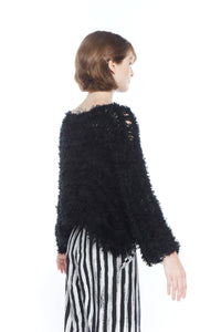 Matthildur - Forest Hand-knit Cotton Fur Sweater