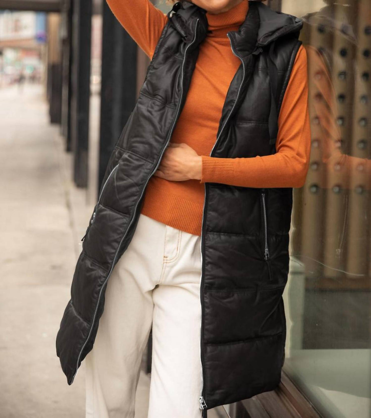 Mauritius - Leather Veo Cf Leather Puffer Vest Jacket