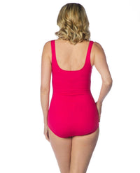 Maxine Of Hollywood - Center Shirred Girl Leg One Piece Swimsuit - bikinis - clothing - pink