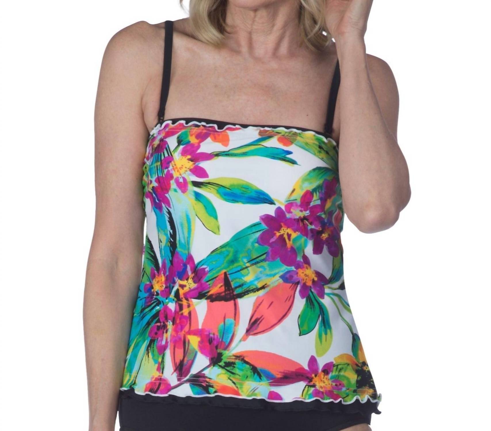 Maxine Of Hollywood - Ruffled Tankini Top - bikinis - clothing - floral