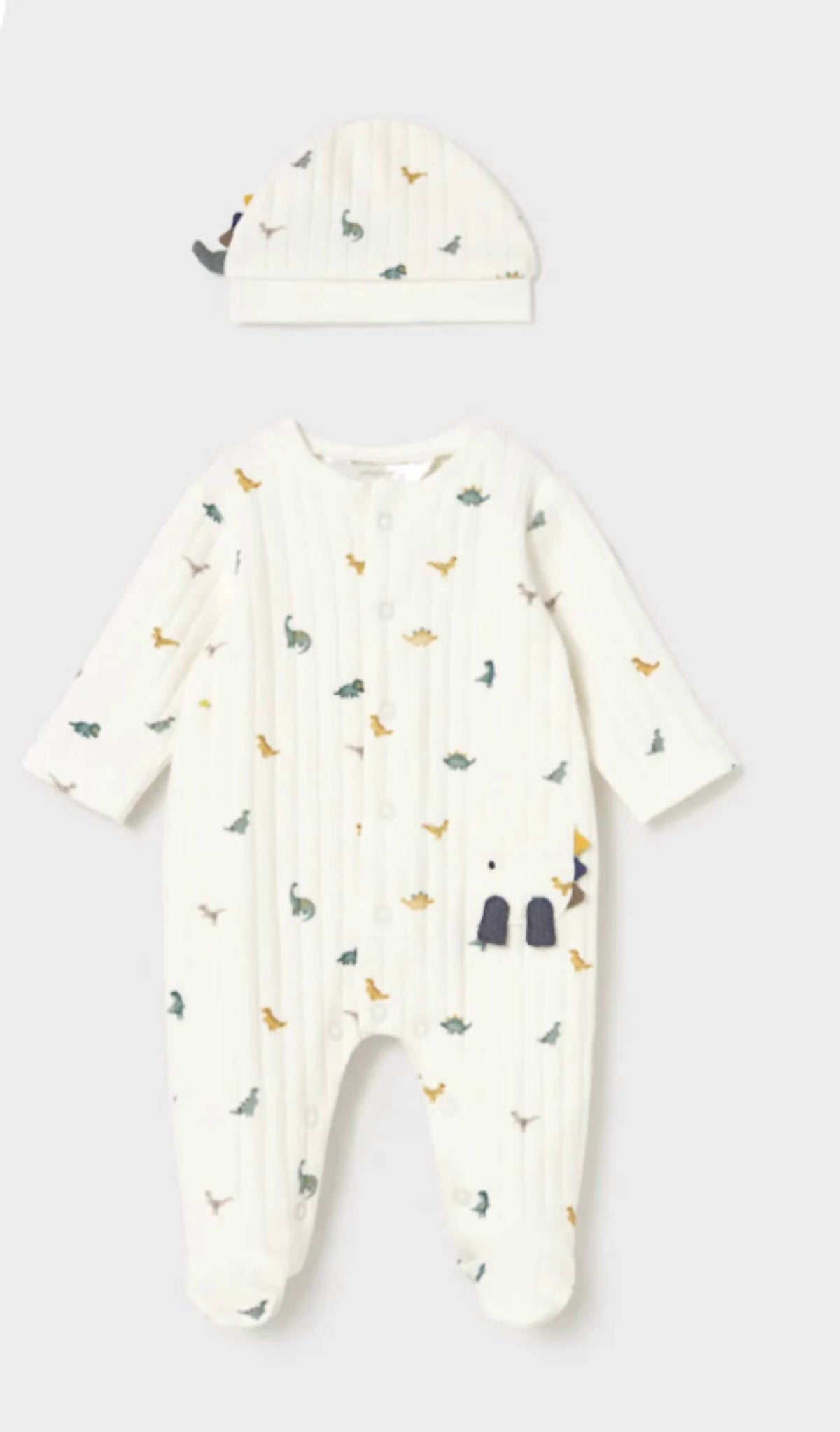 Mayoral - Kid's Dinosaur Dungaree Footies With Hat