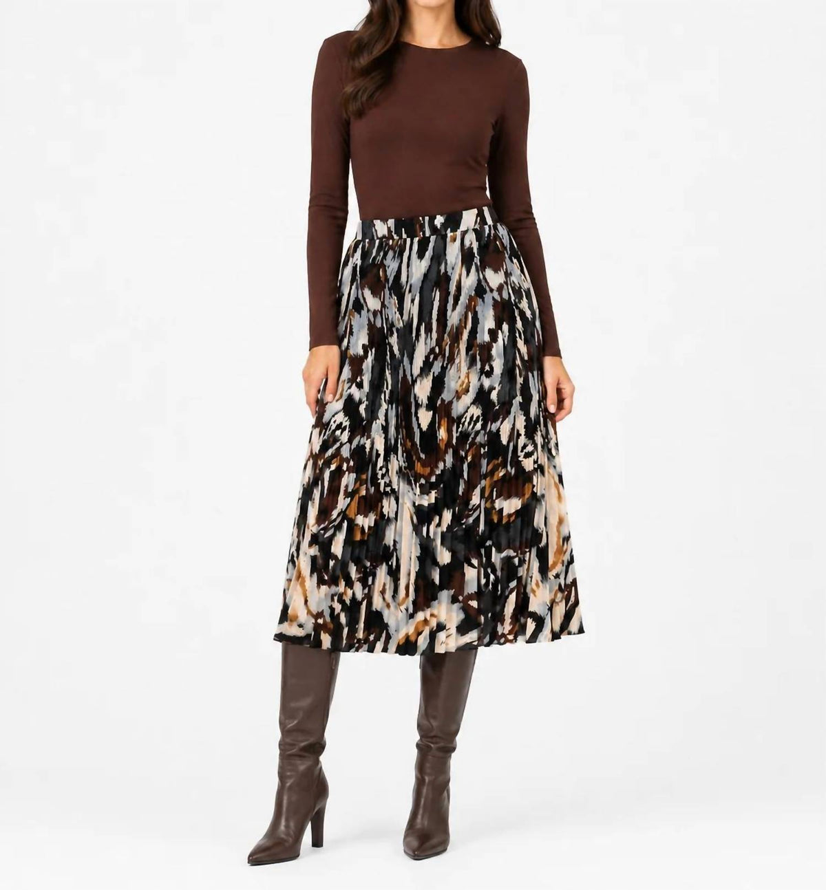 Mb By Tribal - Flowy Plisse Printed Skirt