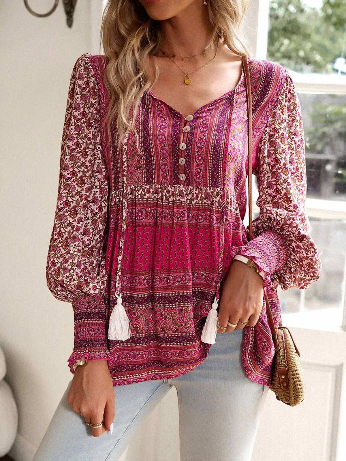 Mccolin - Boho Long Sleeve Top