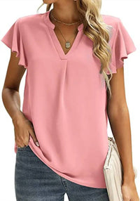 Mccolin - Chiffon Short Sleeve Shirt