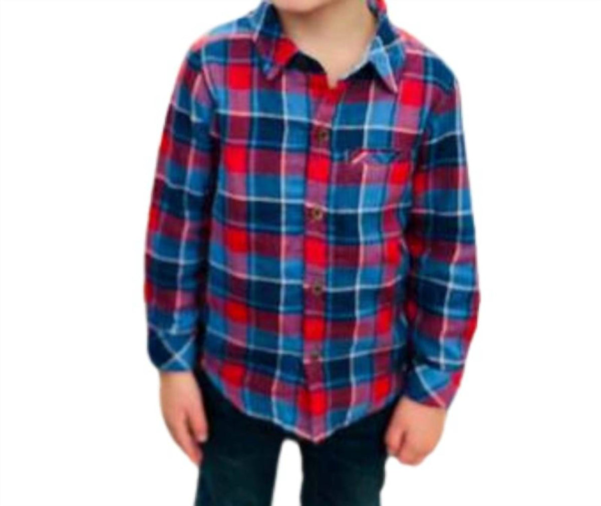 Me & Henry - Boys Atwood Woven Button Down Plaid Shirt