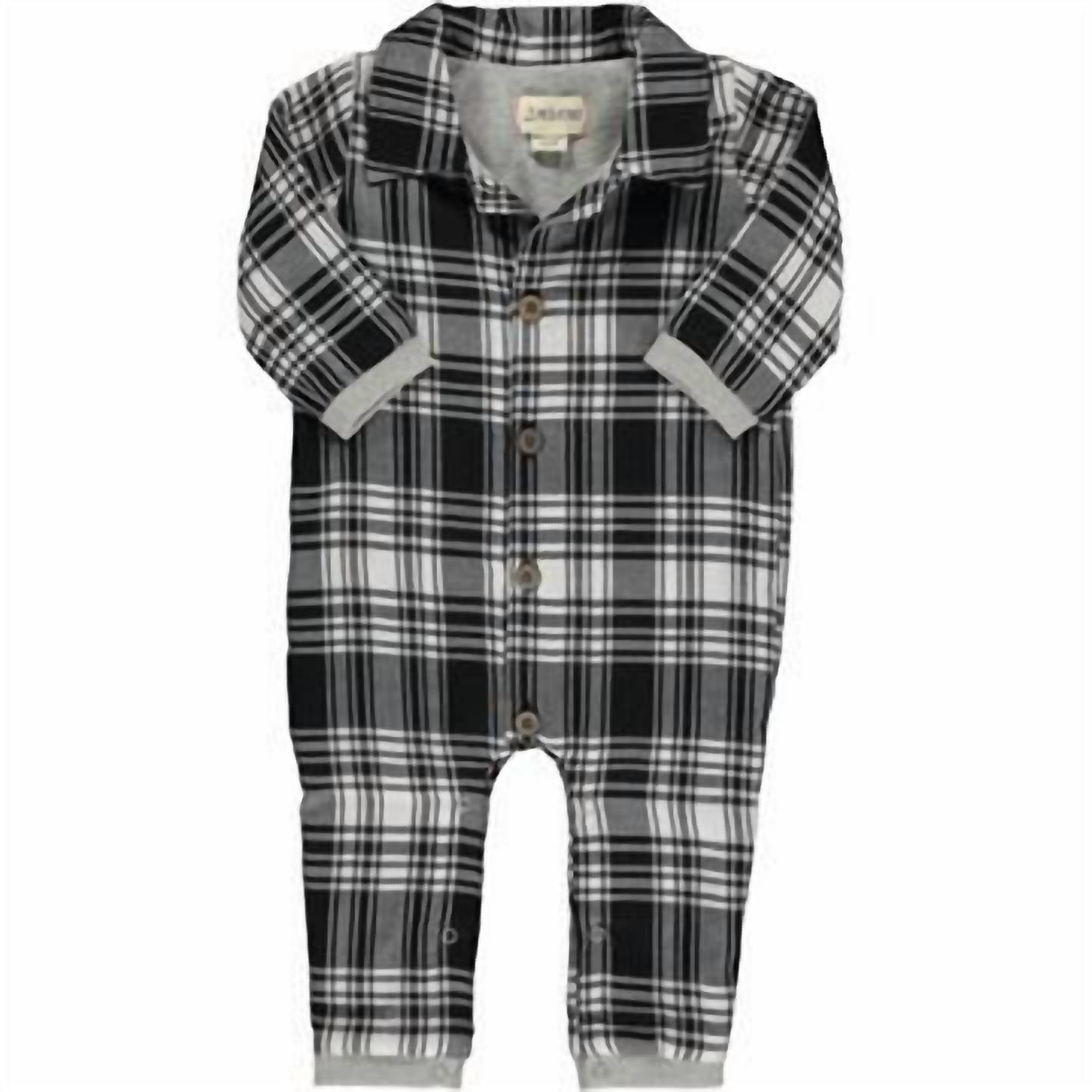 Me & Henry - Lumberjacket Collared Romper - black - clothing - cotton