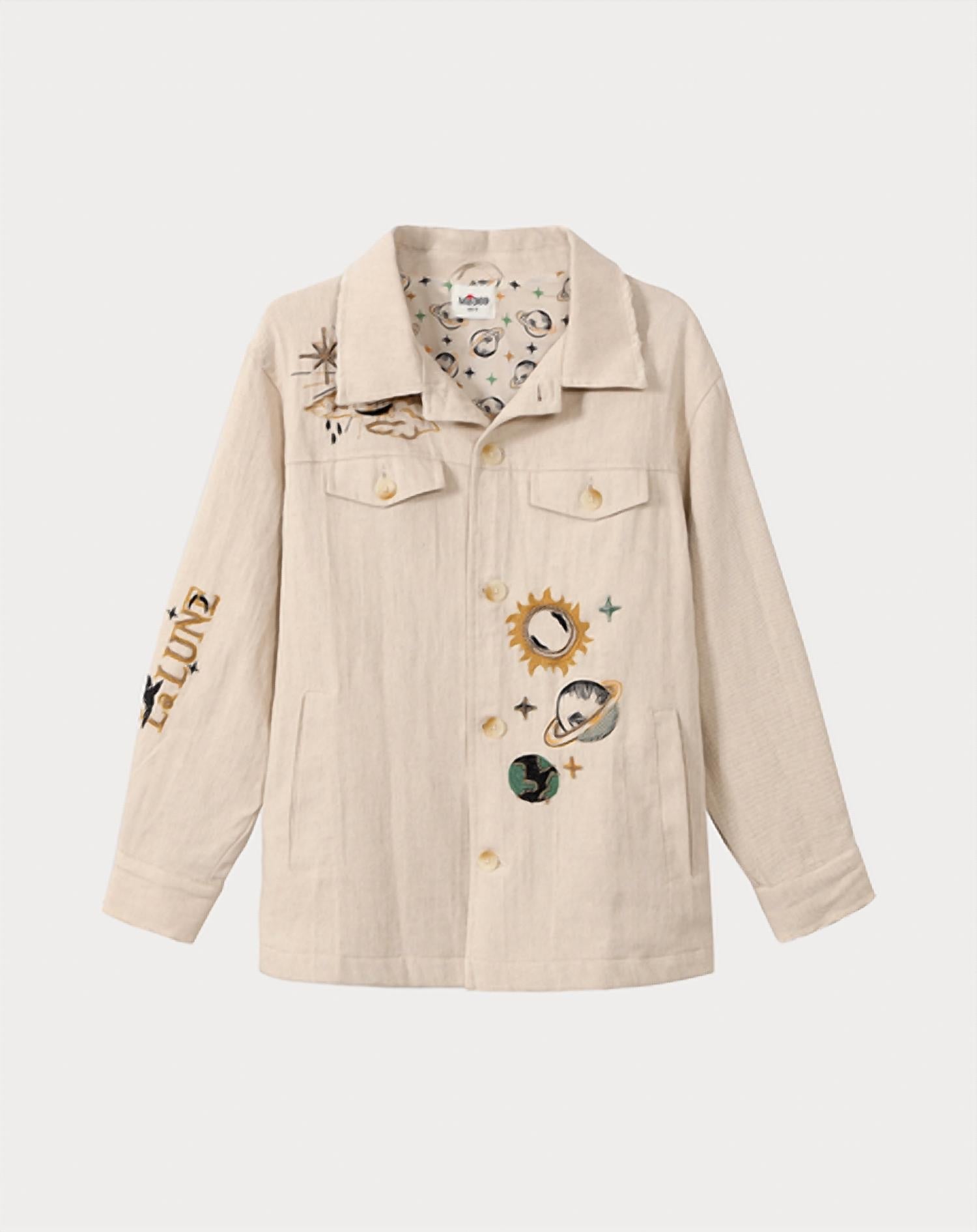 Me369 - Briann Embroidered Denim Jacket - beige - clothing - cotton