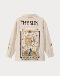 Me369 - Briann Embroidered Denim Jacket - beige - clothing - cotton