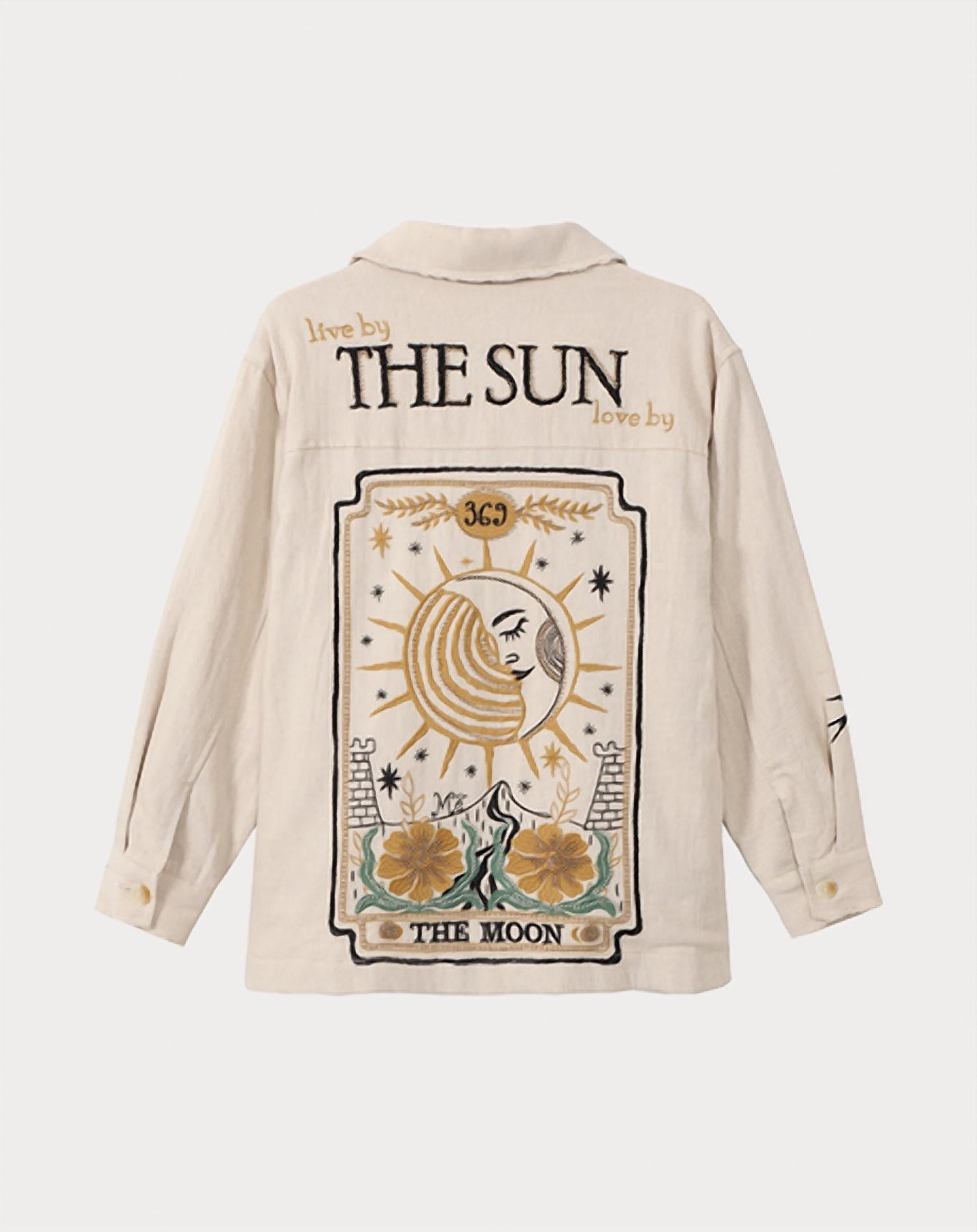 Me369 - Briann Embroidered Denim Jacket - beige - clothing - cotton
