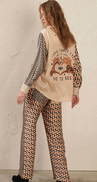 Me369 - Marilyn Printed Pants - beige - clothing - pants