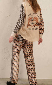 Me369 - Marilyn Printed Pants - beige - clothing - pants