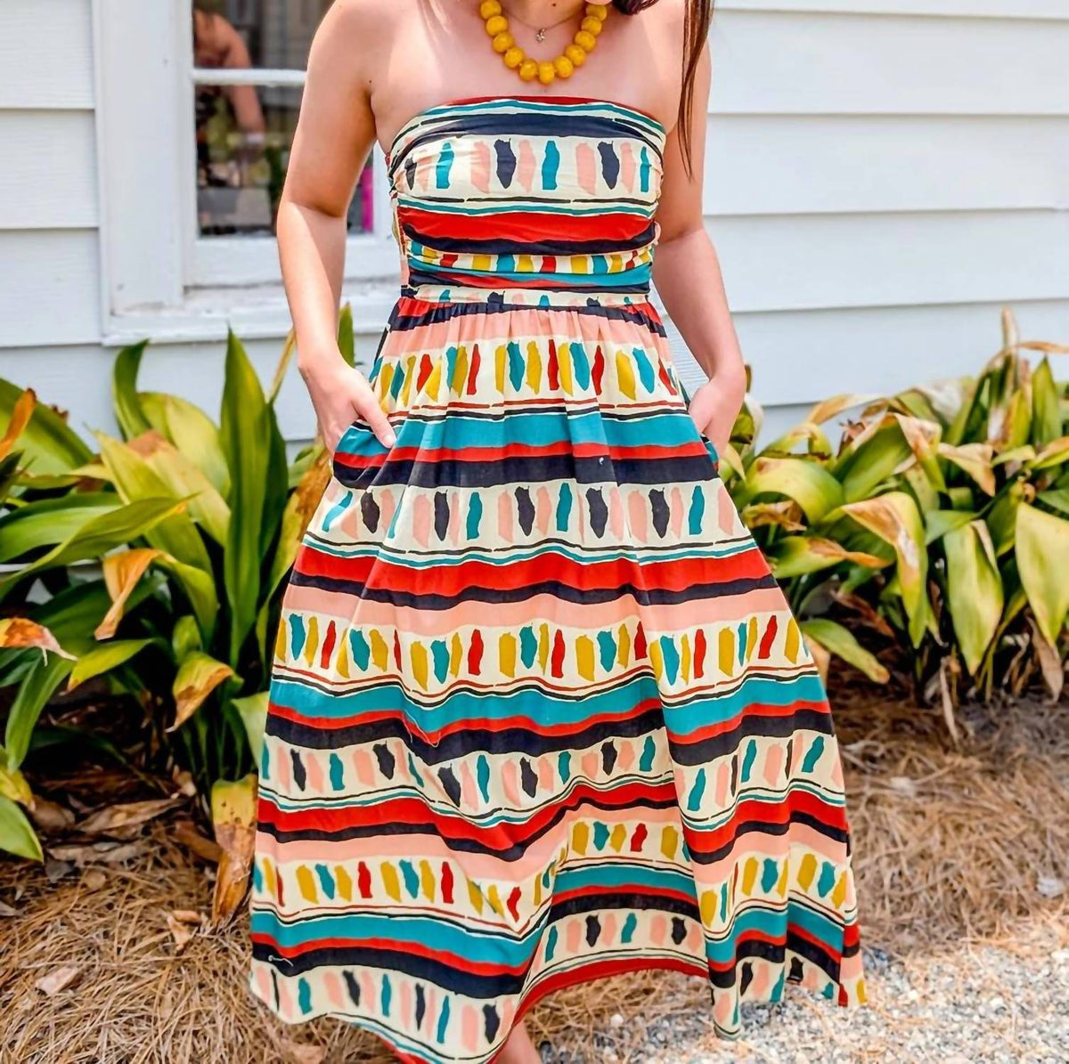 Meet Me In Santorini - Ethnic Class Strapless Maxi Dress