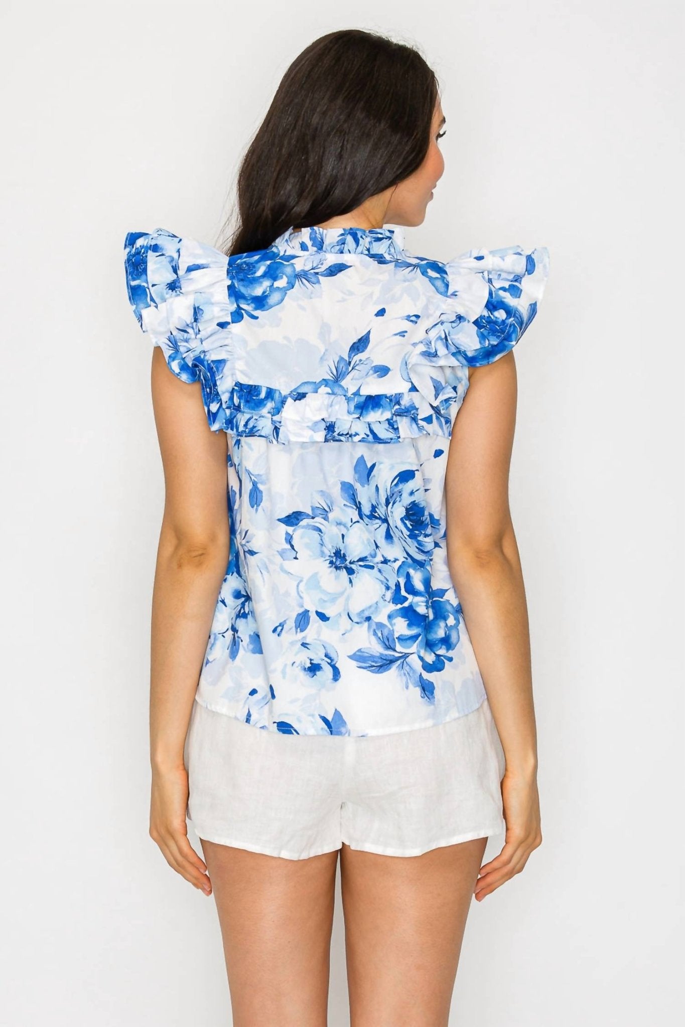 Meet Me In Santorini - Garden Top - blouses - blue - clothing