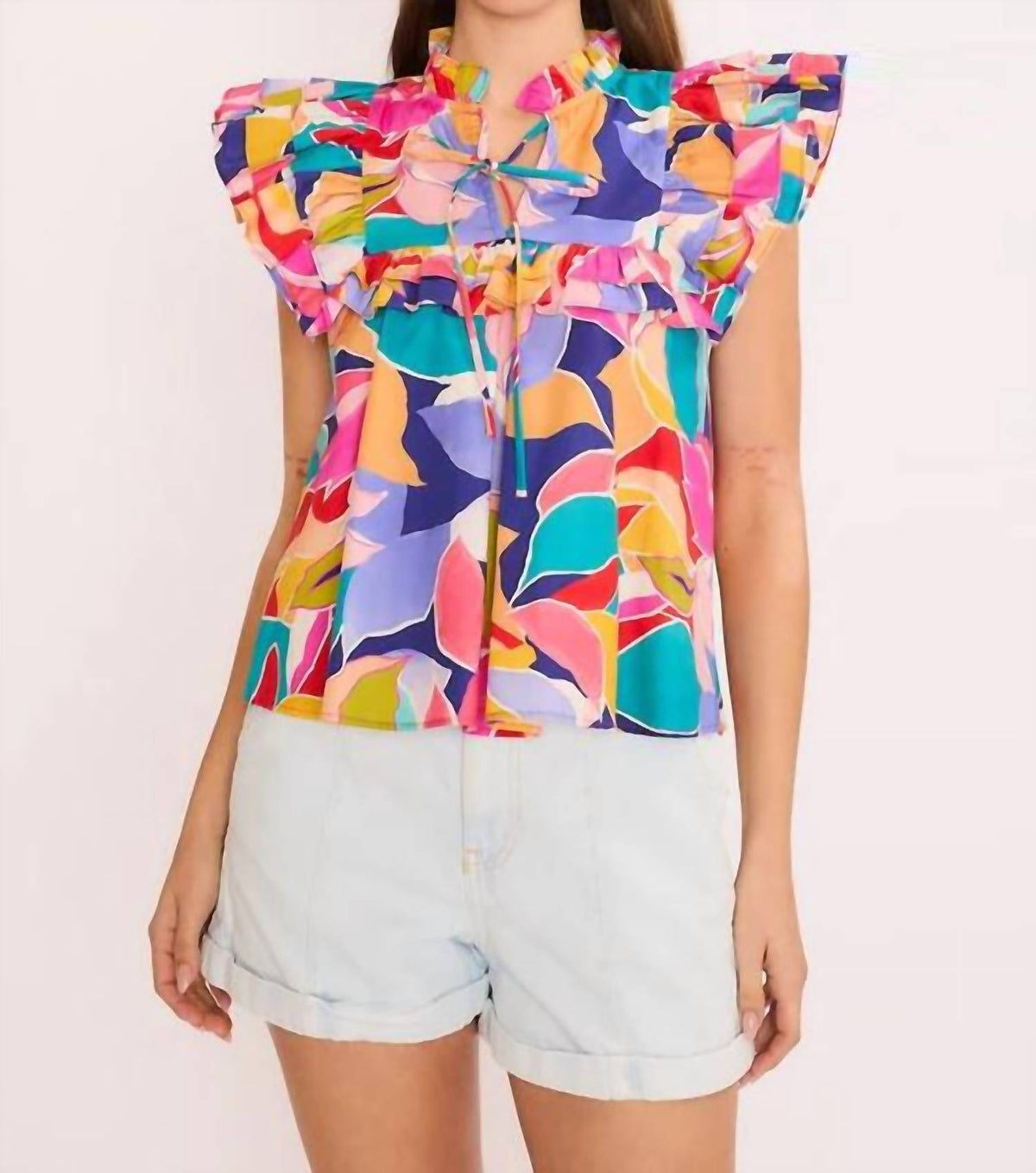 Meet Me In Santorini - Ruffle Bib Top