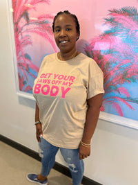 Melissa Masse - Get Your Laws Off My Body T-shirt - beige - clothing - cotton