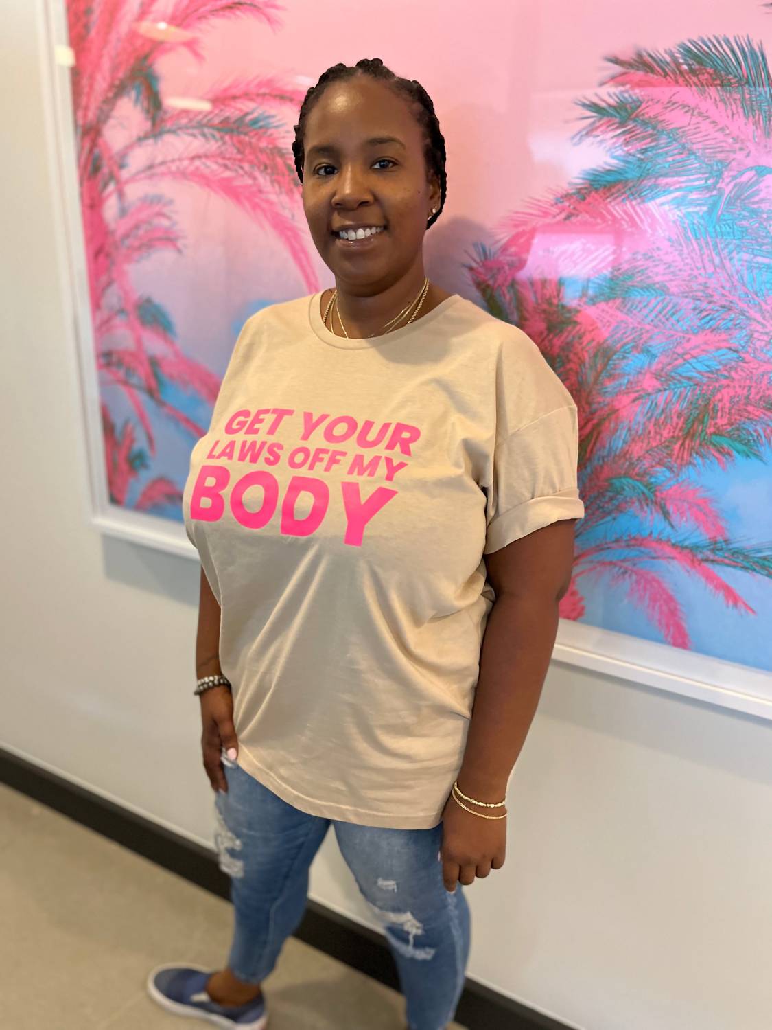 Melissa Masse - Get Your Laws Off My Body T-shirt - beige - clothing - cotton