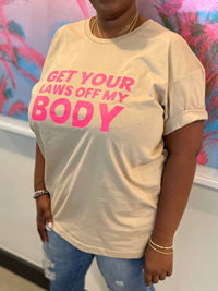 Melissa Masse - Get Your Laws Off My Body T-shirt - beige - clothing - cotton