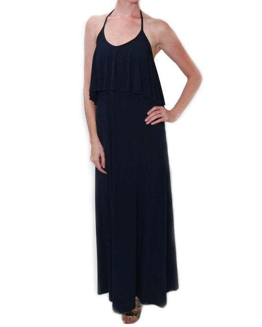 Melissa Masse - Halter Ruffel Dress - blue - clothing - dresses