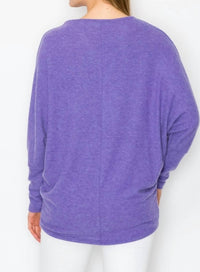 Melissa Masse - Knit V - neck Top - clothing - purple - rayon