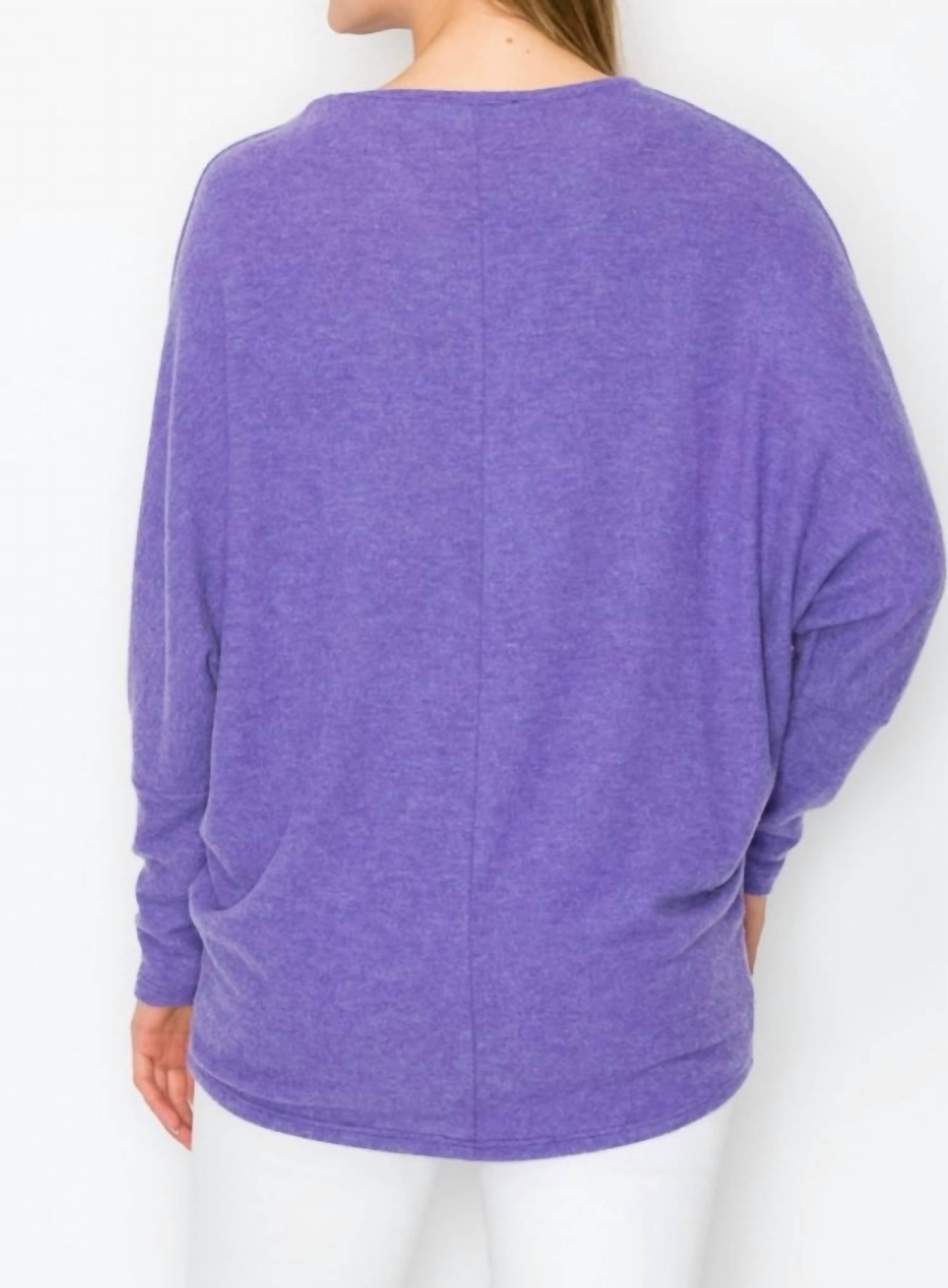 Melissa Masse - Knit V - neck Top - clothing - purple - rayon