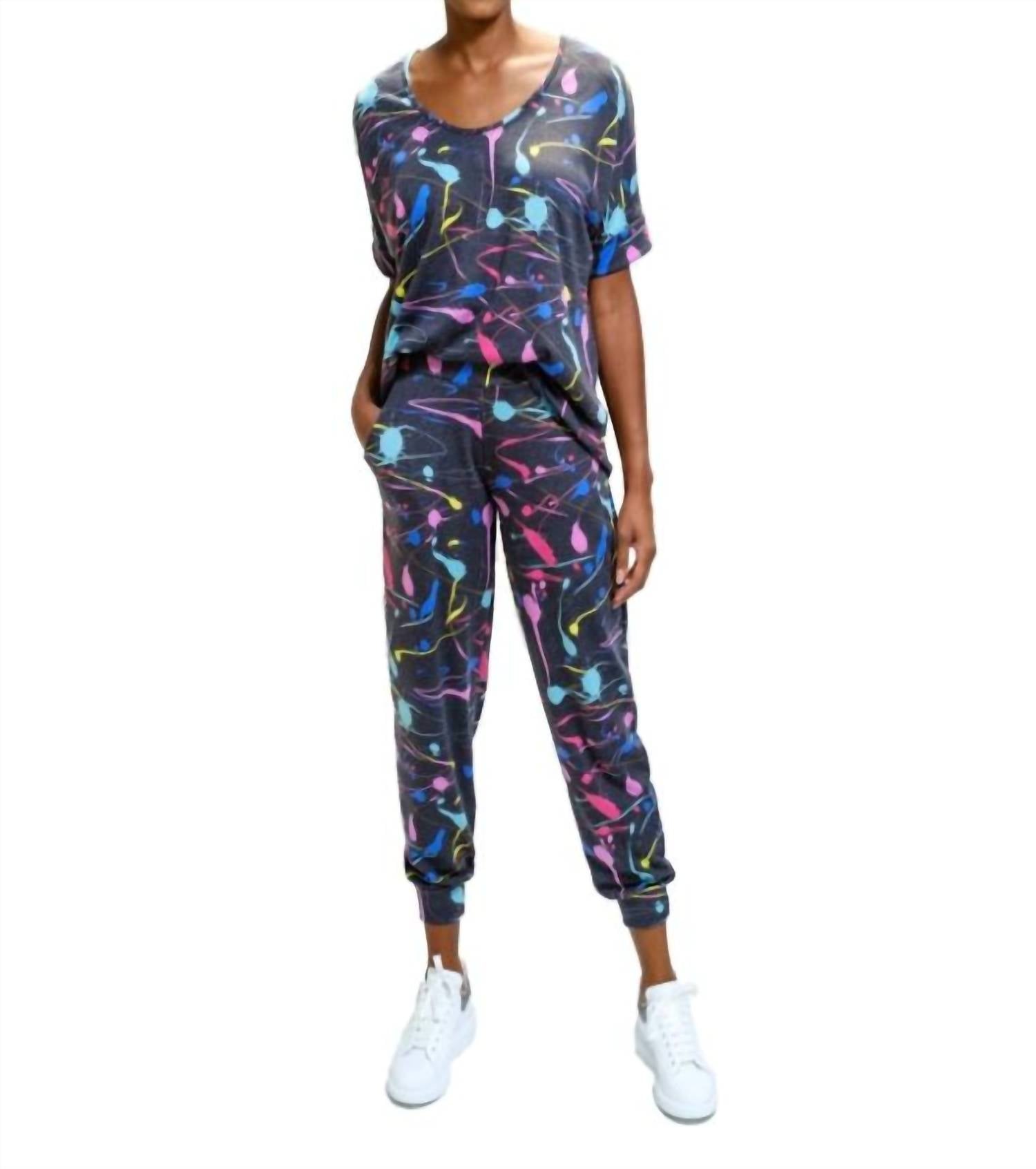 Melissa Masse - Paint Splash Jogger - black - clothing - cotton - blend