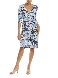 Melissa Masse - Printed Jersey Wrap Dress - blue - clothing - dresses