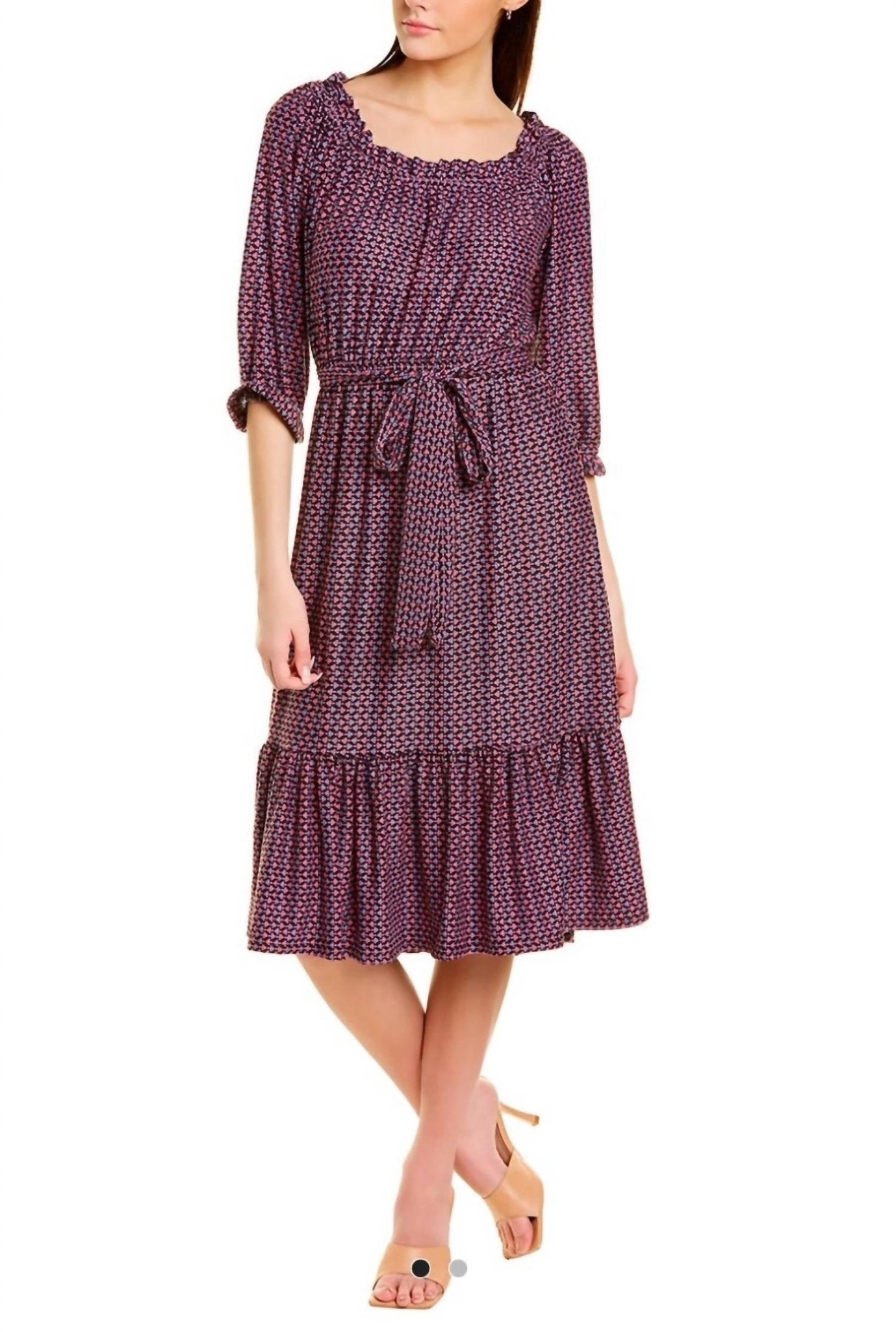 Melissa Masse - Ruffled Tile Printed Dress - clothing - dresses - midi