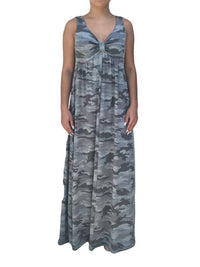 Melissa Masse - V Neck Maxi Dress - camouflage - clothing - dresses