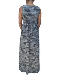 Melissa Masse - V Neck Maxi Dress - camouflage - clothing - dresses