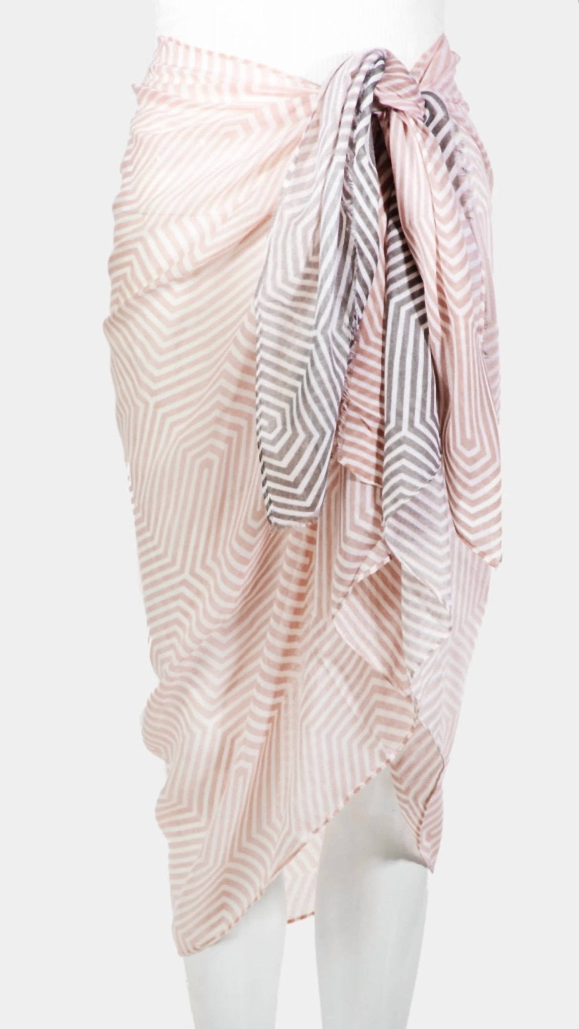 Melissa Masse - Women's Geometric Print Scarf - accessories - pink - rayon