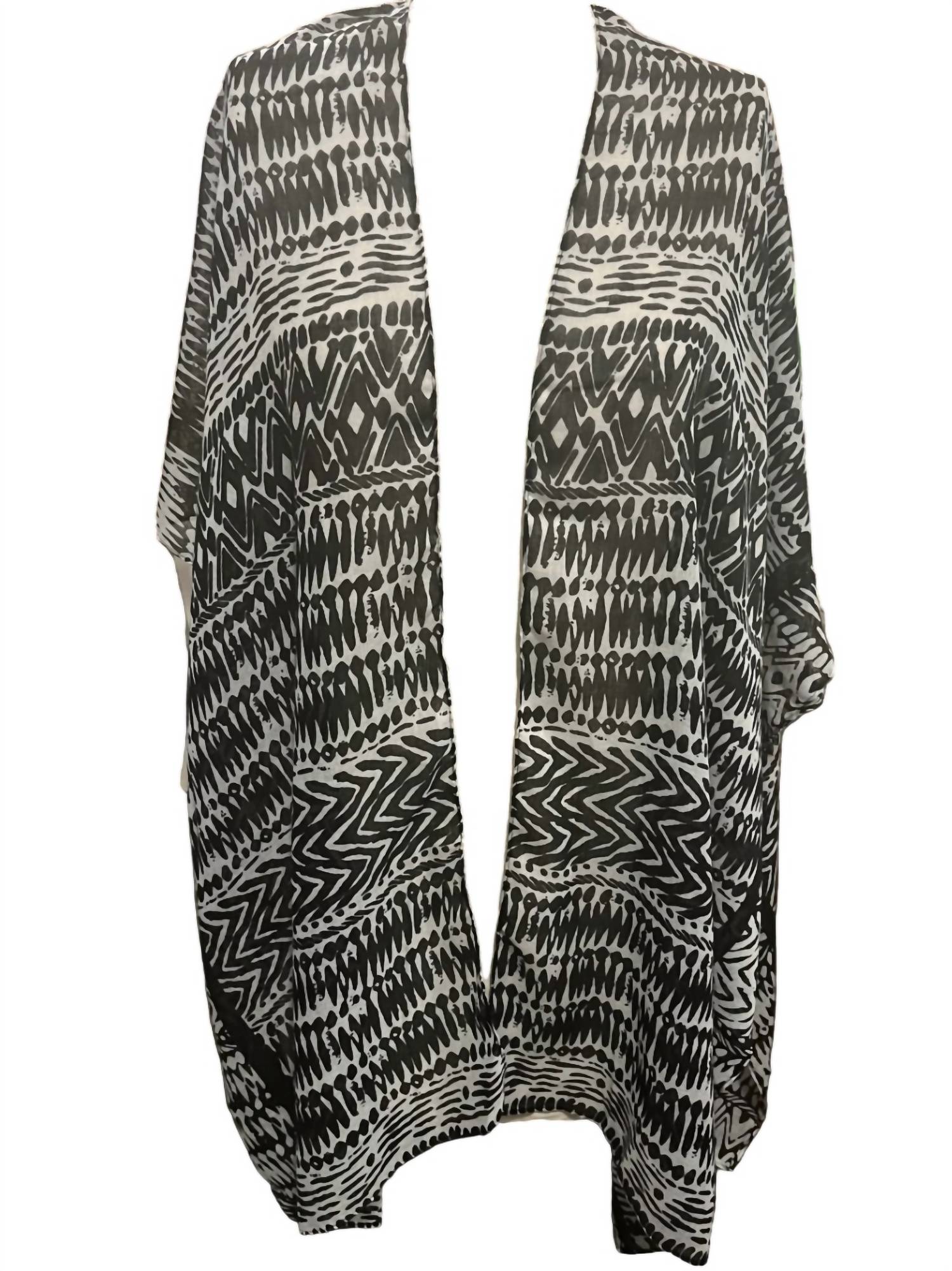 Melissa Masse - Women's Print Open Front Cover Up - black - clothing - cotton