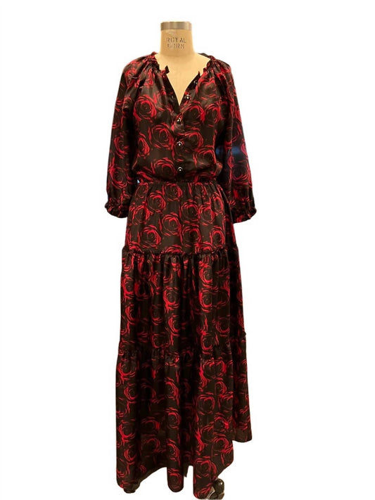 Melissa Masse - Women's Printed Silk 3/4 Sleeves Dress - clothing - dresses - floral