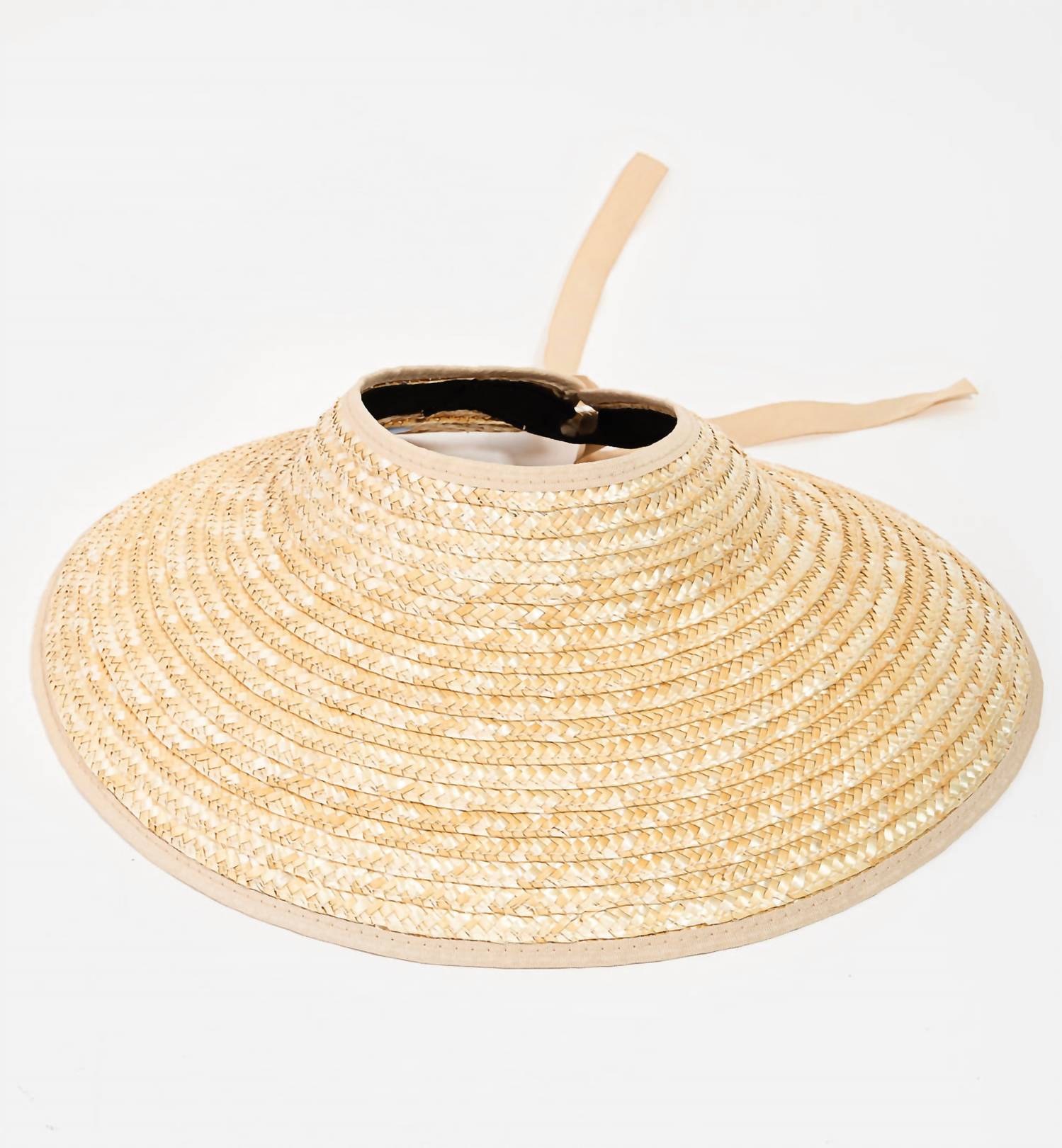 Melissa Masse - Women's Ribbon Trim Trim Visor Hat - accessories - beige - hats