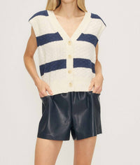 Melissa Nepton - Basil V - neck Vest - blue - clothing - cotton - blend