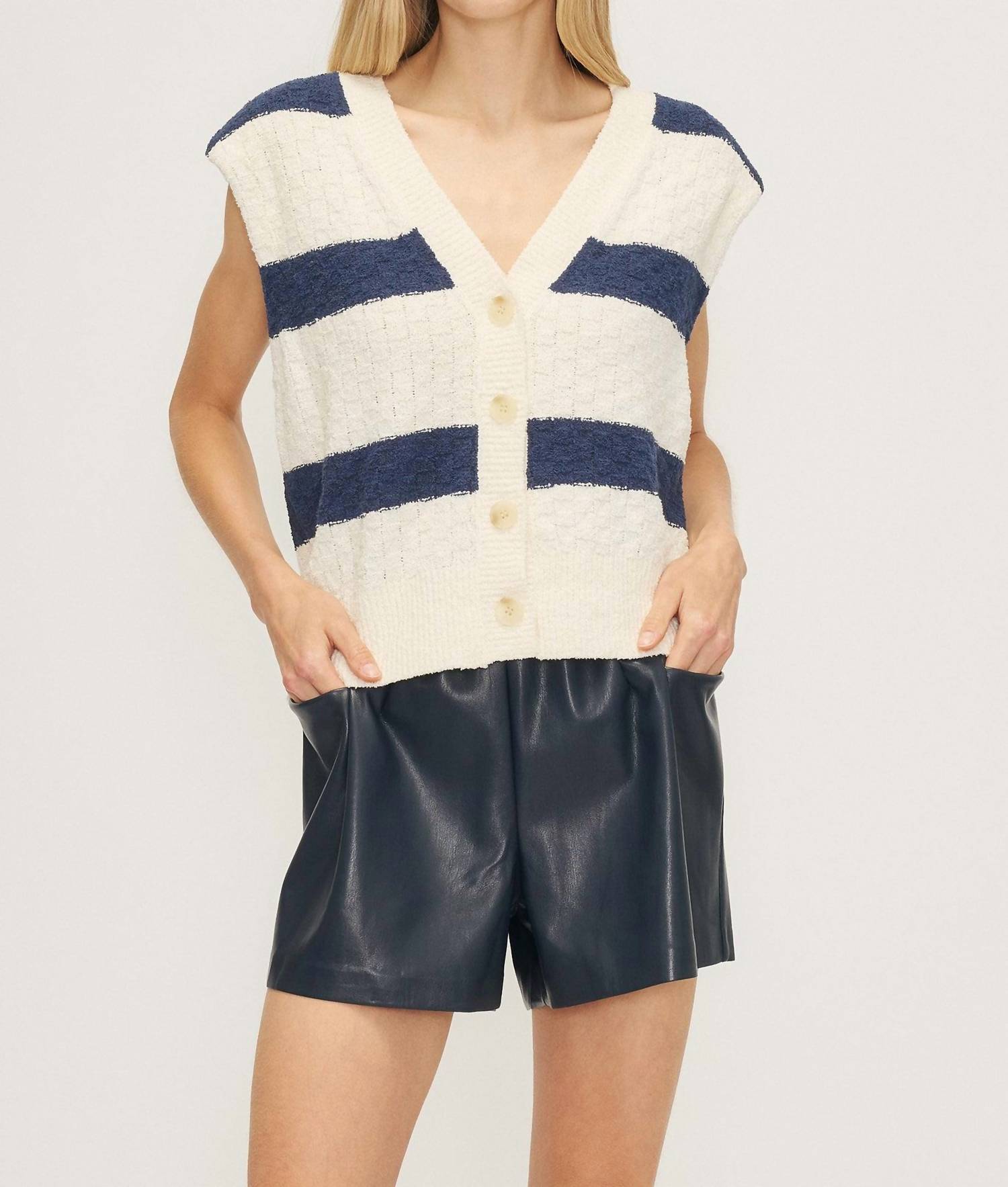 Melissa Nepton - Basil V - neck Vest - blue - clothing - cotton - blend