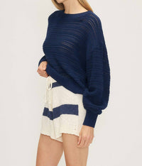Melissa Nepton - Baylor Terry High Waist Short - blue - clothing - cotton - blend