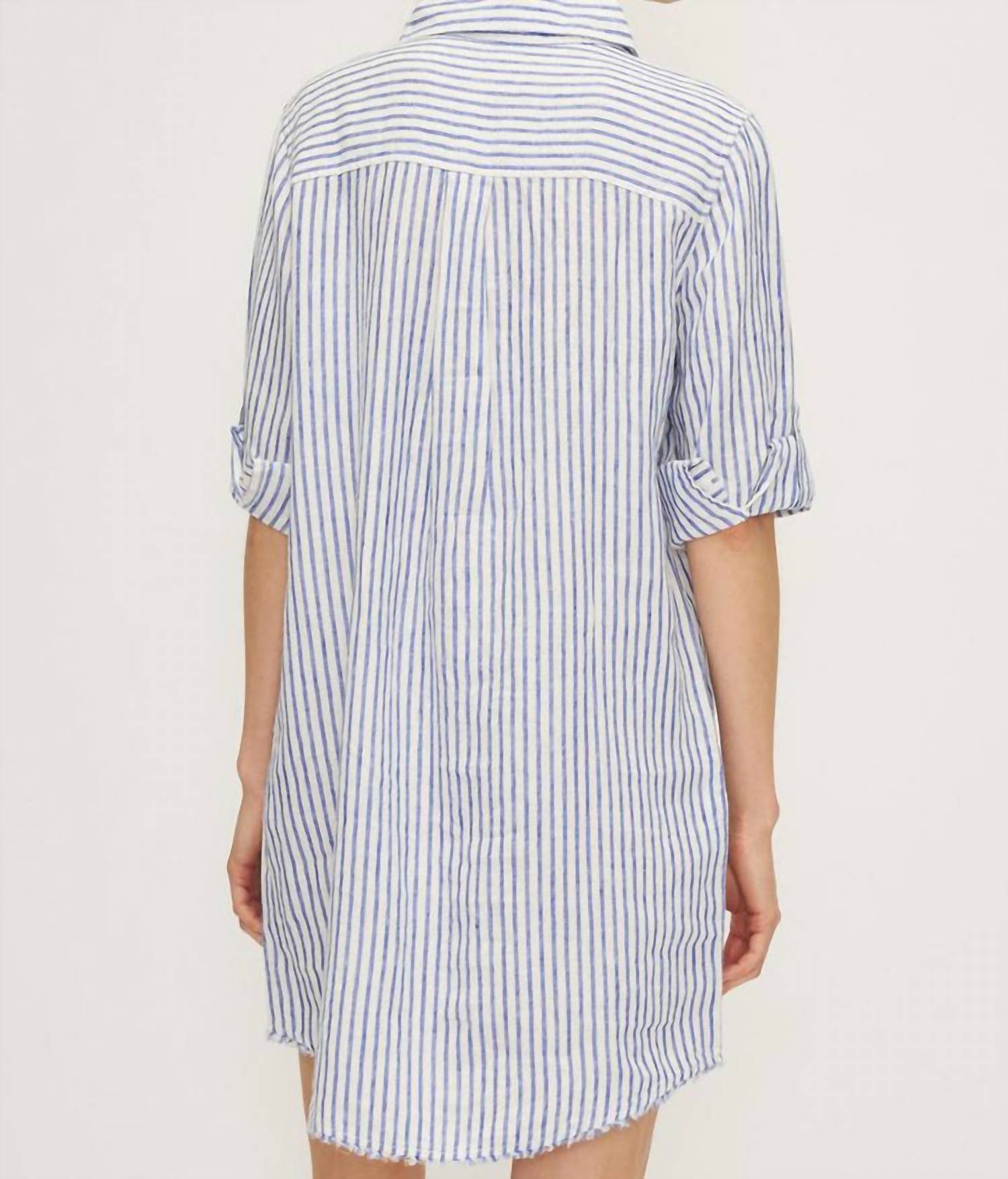 Melissa Nepton - The Cynthia Striped Shirt Dress - blue - clothing - dresses