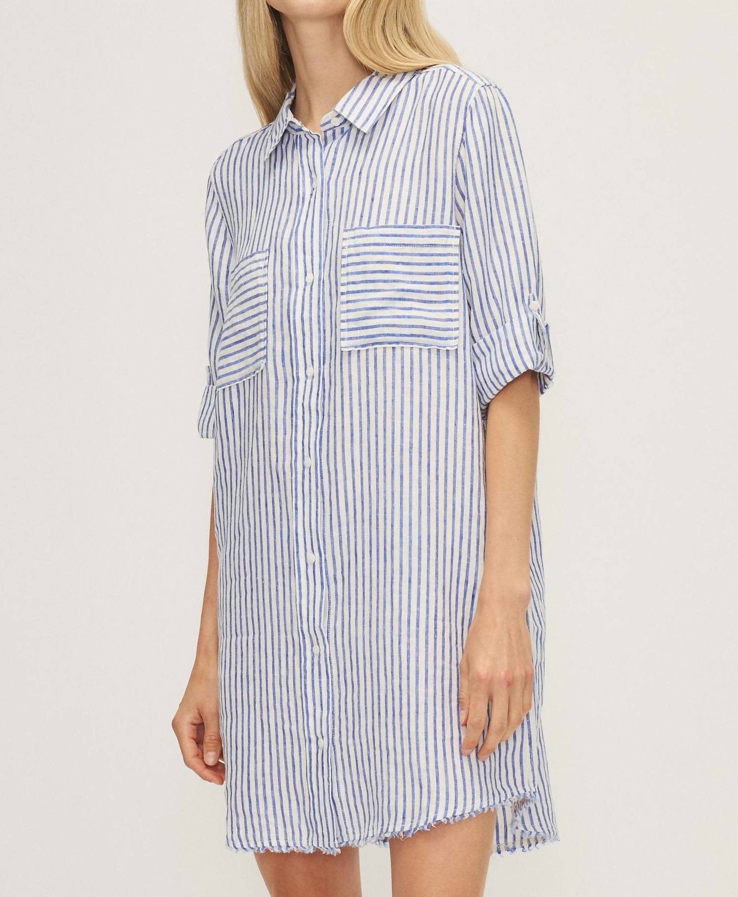 Melissa Nepton - The Cynthia Striped Shirt Dress - blue - clothing - dresses