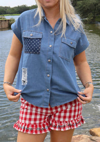 Mello - Denim Flag Top