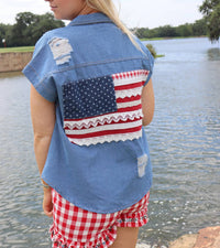 Mello - Denim Flag Top