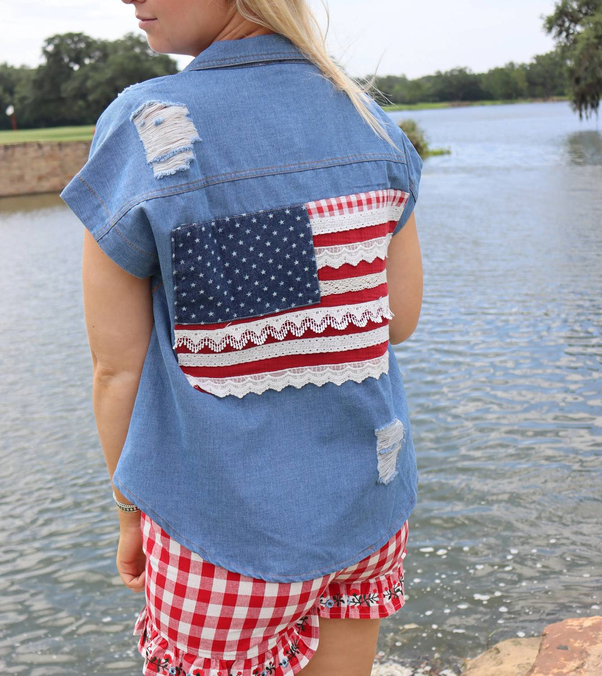 Mello - Denim Flag Top