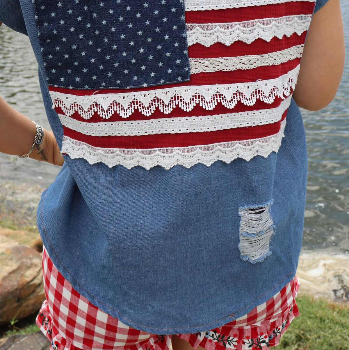 Mello - Denim Flag Top