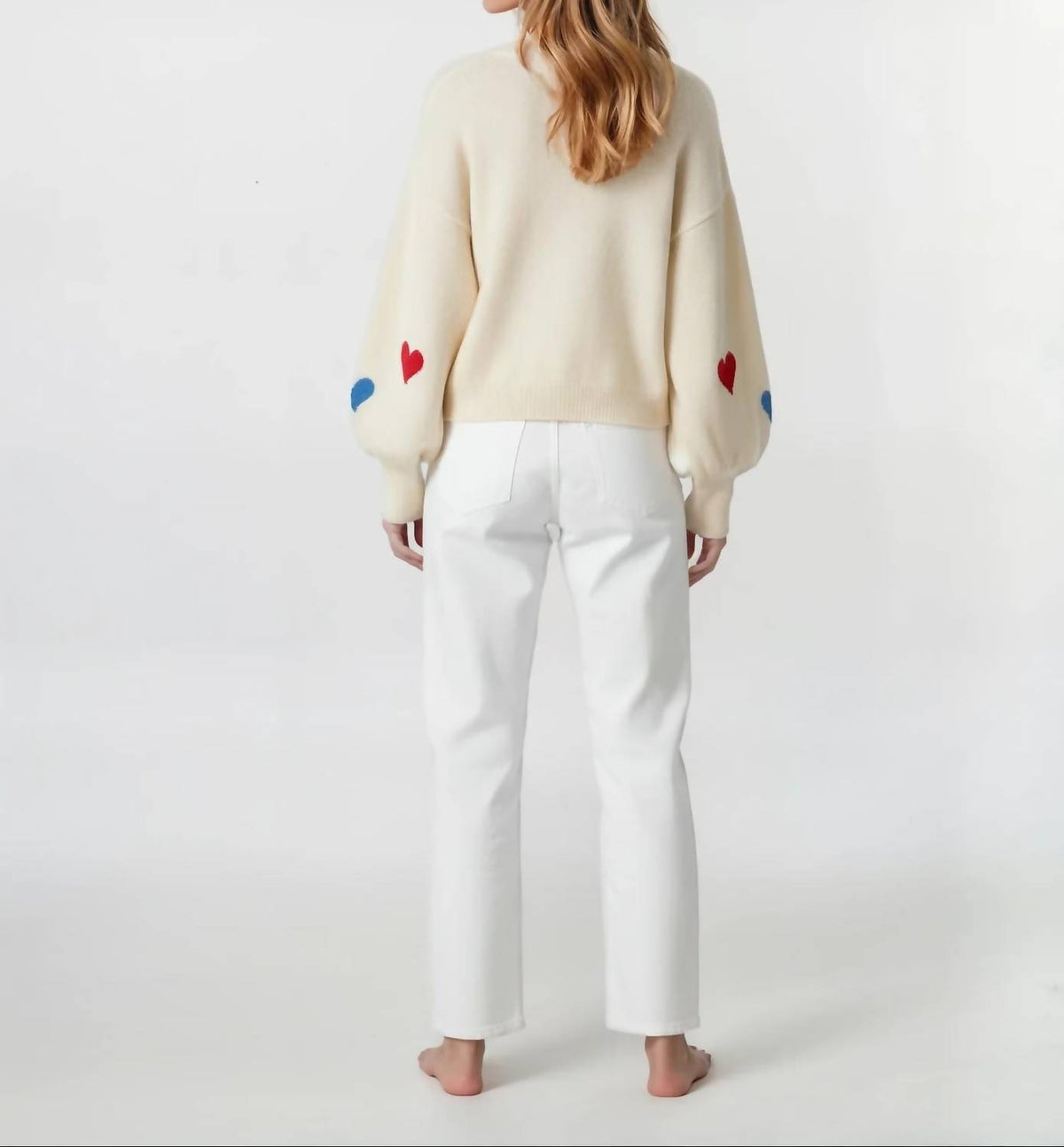 Mello - Heart Shaped Patterns Front Round Neck Sweater