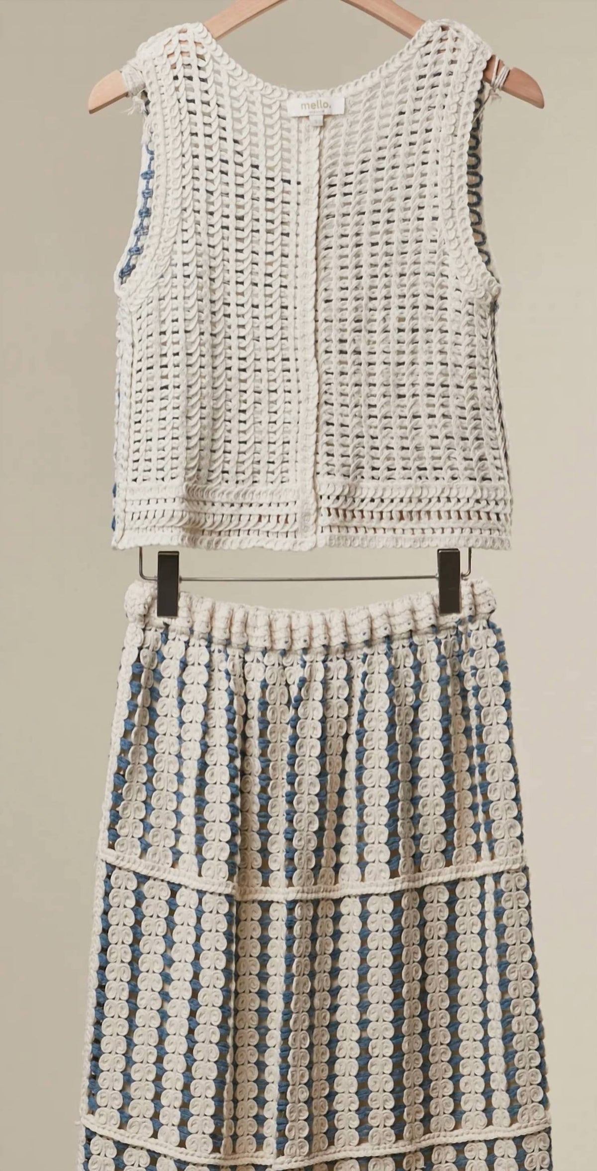 Mello - Women's Avery Boho Crochet Stripe Two Piece Set