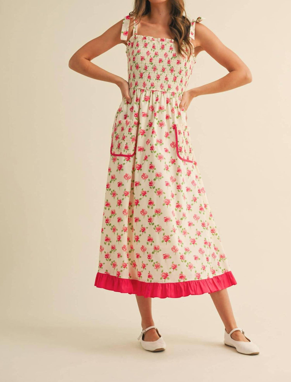&Merci - Gardenia Smocked Midi Dress