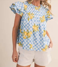 &Merci - Lemon Twist Gingham Top