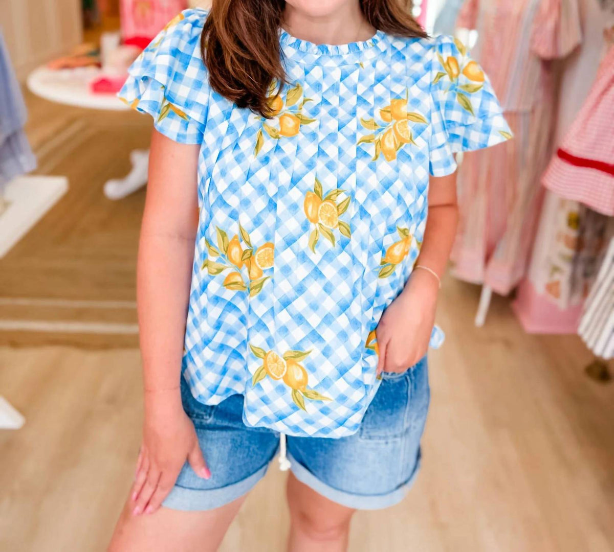&Merci - Lemon Twist Gingham Top