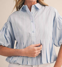 &Merci - Pleated Bubble Hem Button Down Top