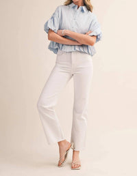 &Merci - Pleated Bubble Hem Button Down Top